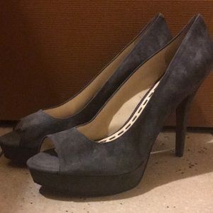 Gray opened toed heels